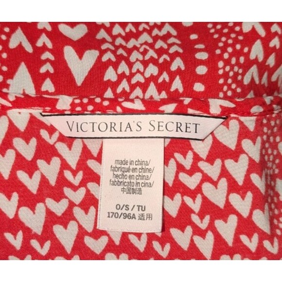 Victoria's Secret Robe OS Women's Red Heart Print Tie Front Kimono Sleepwear - Picture 6 of 7